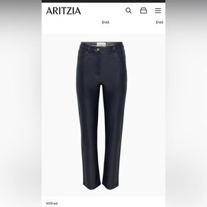 Aritzia Wilfred Free Size 8 Black Vegan Leather Look Stretch
Pants Zipper Button